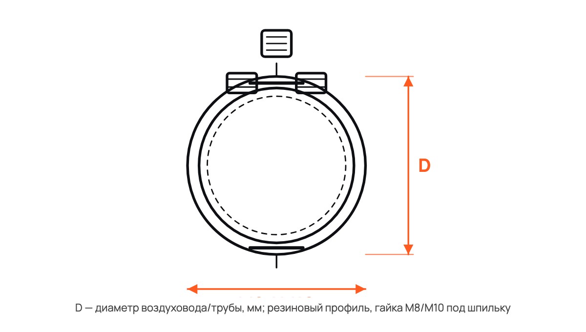 Хомуты для крепления воздуховодов с резиновым профилем