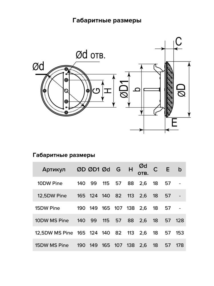Анемостат DW металлический фланец D150 D190 сосна ERA
