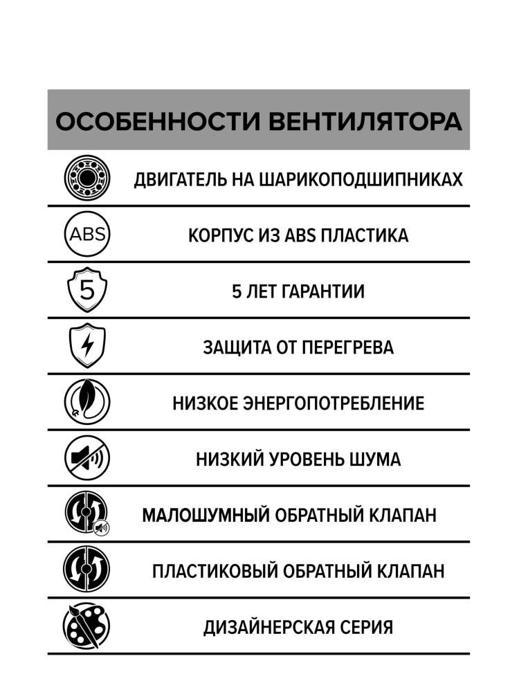 Вентилятор накладной BREEZE D125 обратный клапан Ivory DICITI