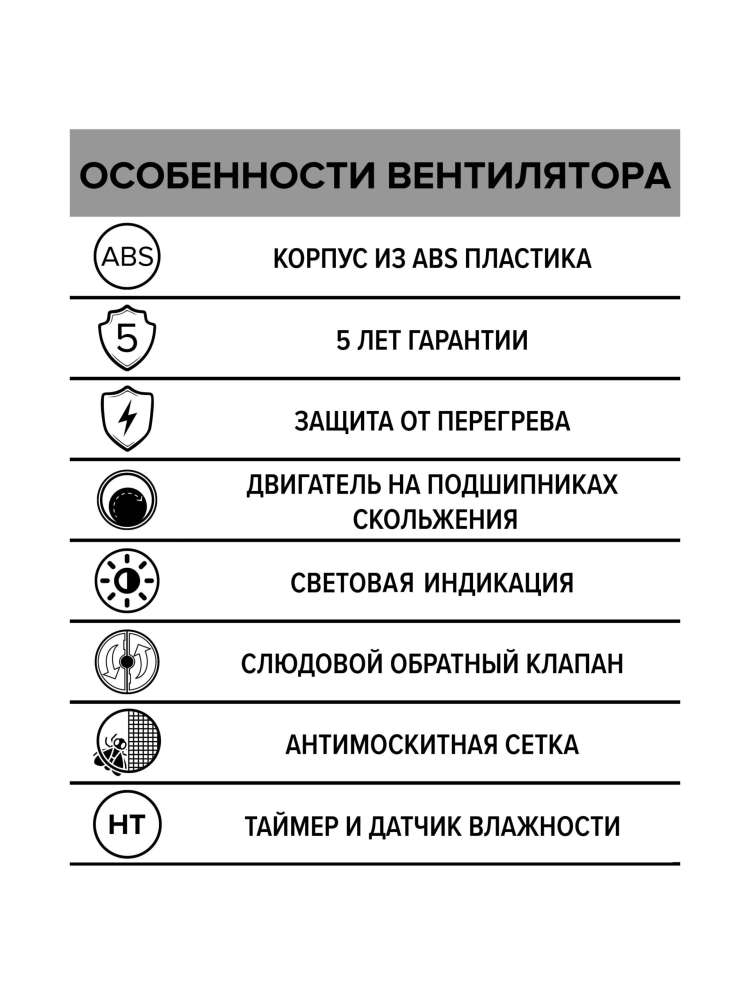 Вентилятор накладной STANDARD D100 сетка обратный клапан HT ERA